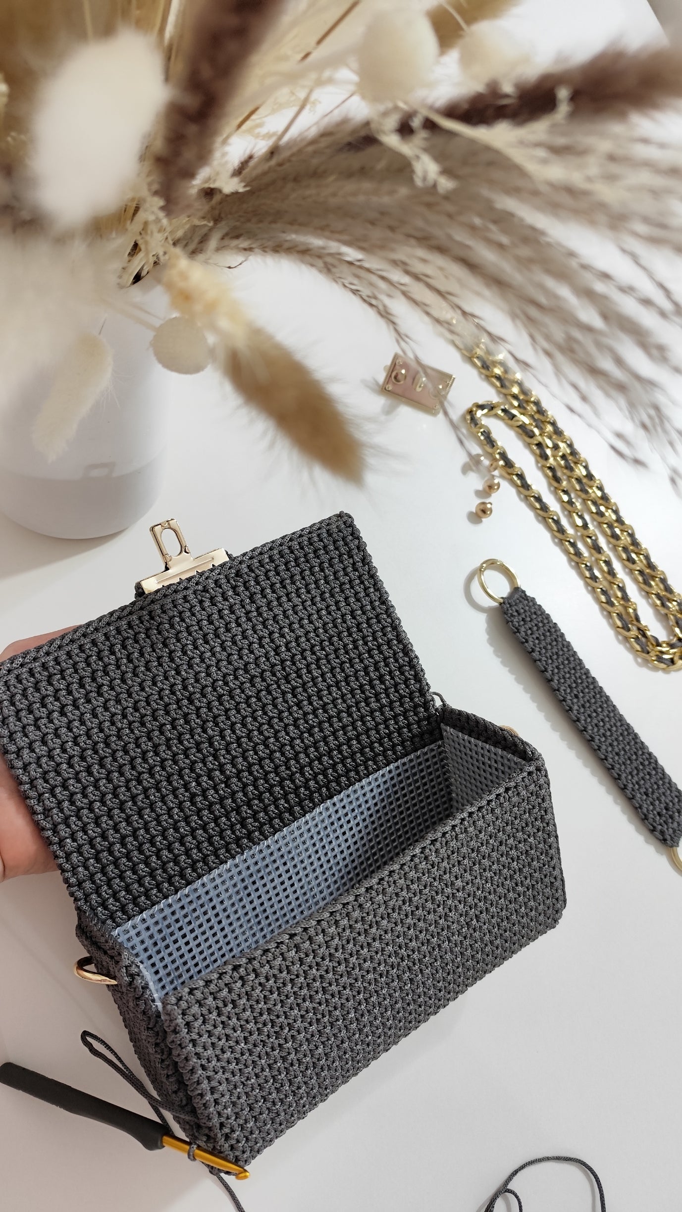 Cara Bag | Handmade Crochet| Crossbody Bag | Color Light Gray