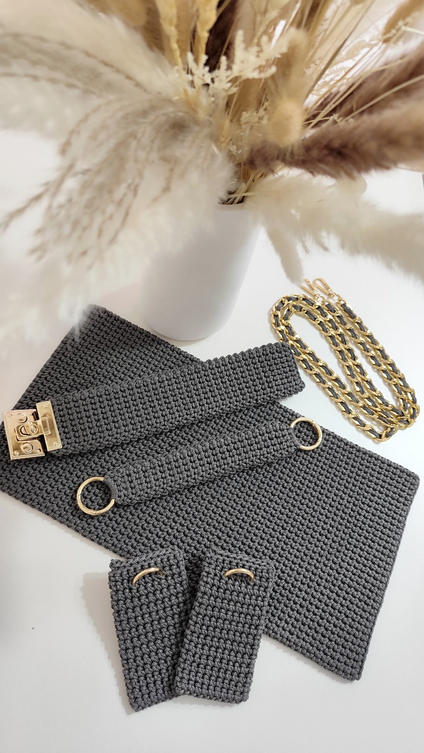 Cara Bag | Handmade Crochet| Crossbody Bag | Color Dark Gray