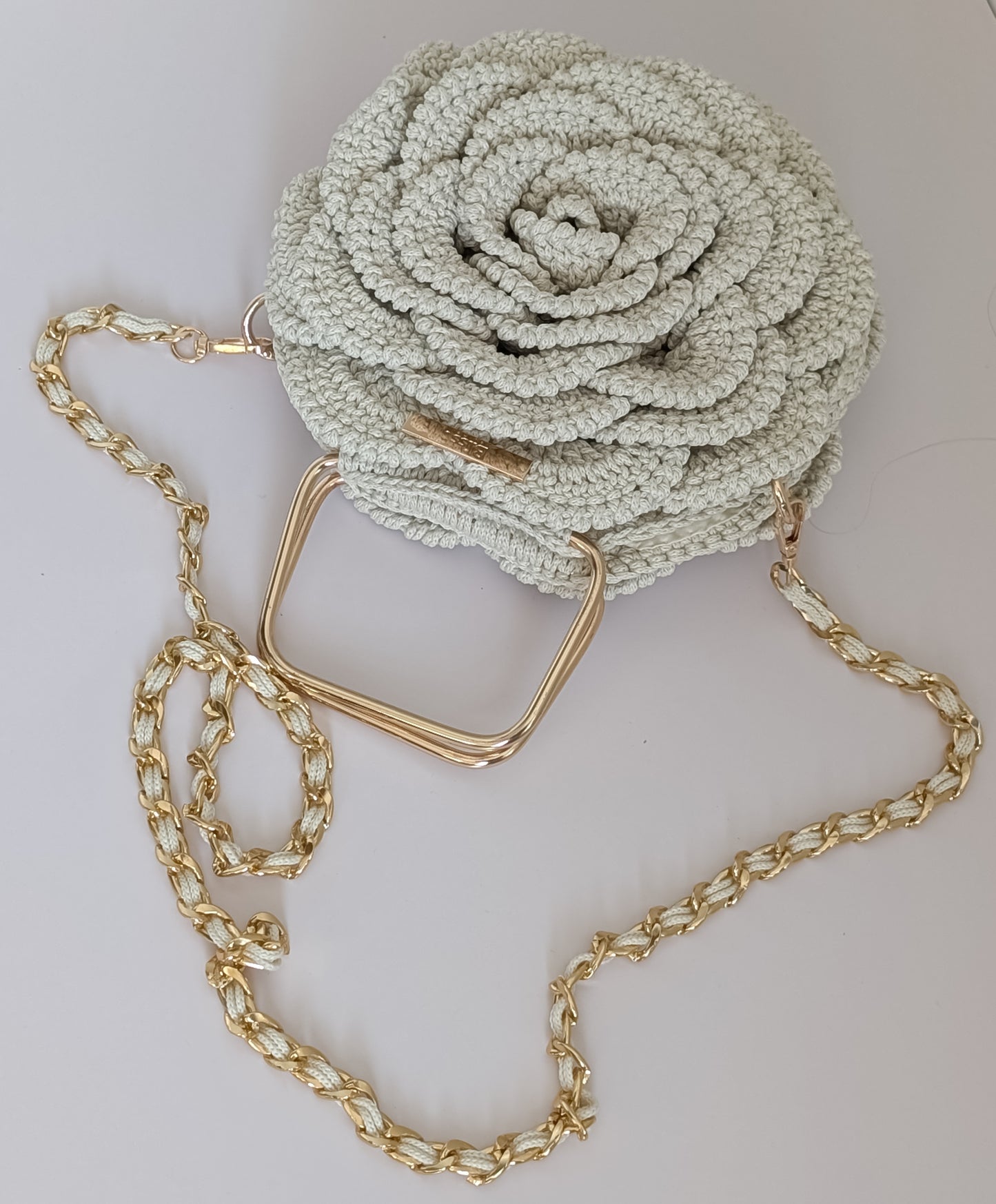 Rosetta Crossbody| Crochet Handmade Bag | Color Ecru