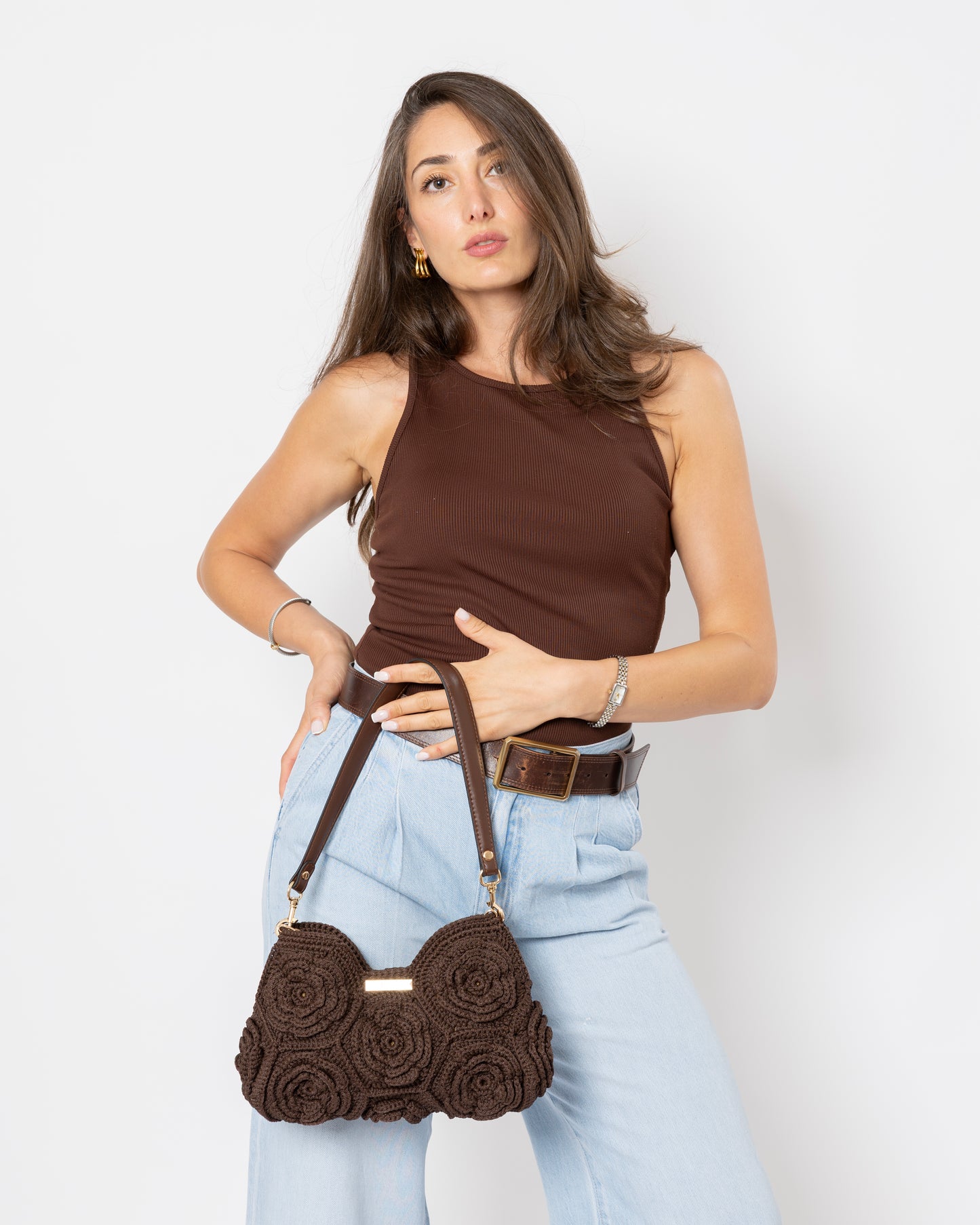 Aurora Tote | Crochet Handmade Bag | Color Dark Chocolate Brown