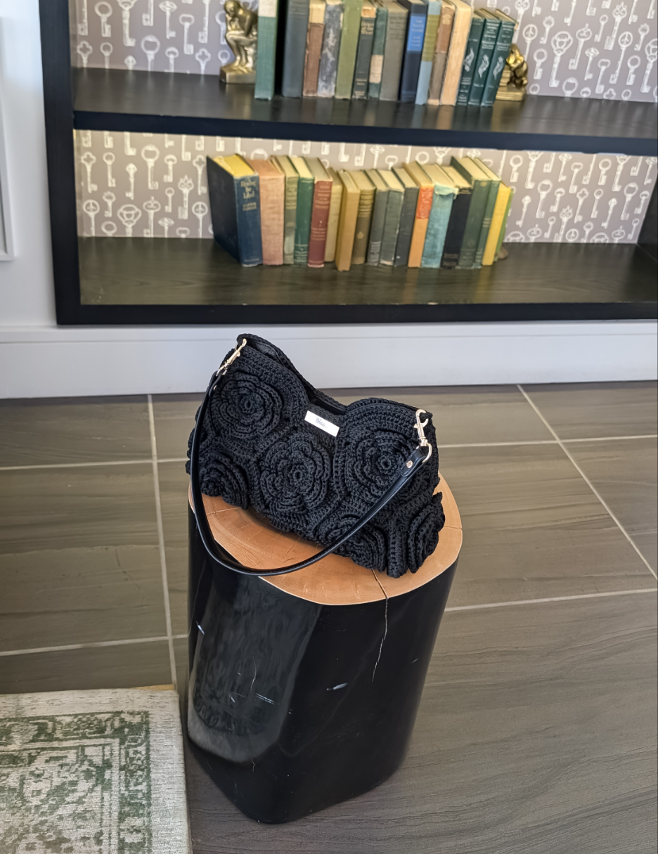 Aurora Tote | Crochet Handmade Bag| Color Black