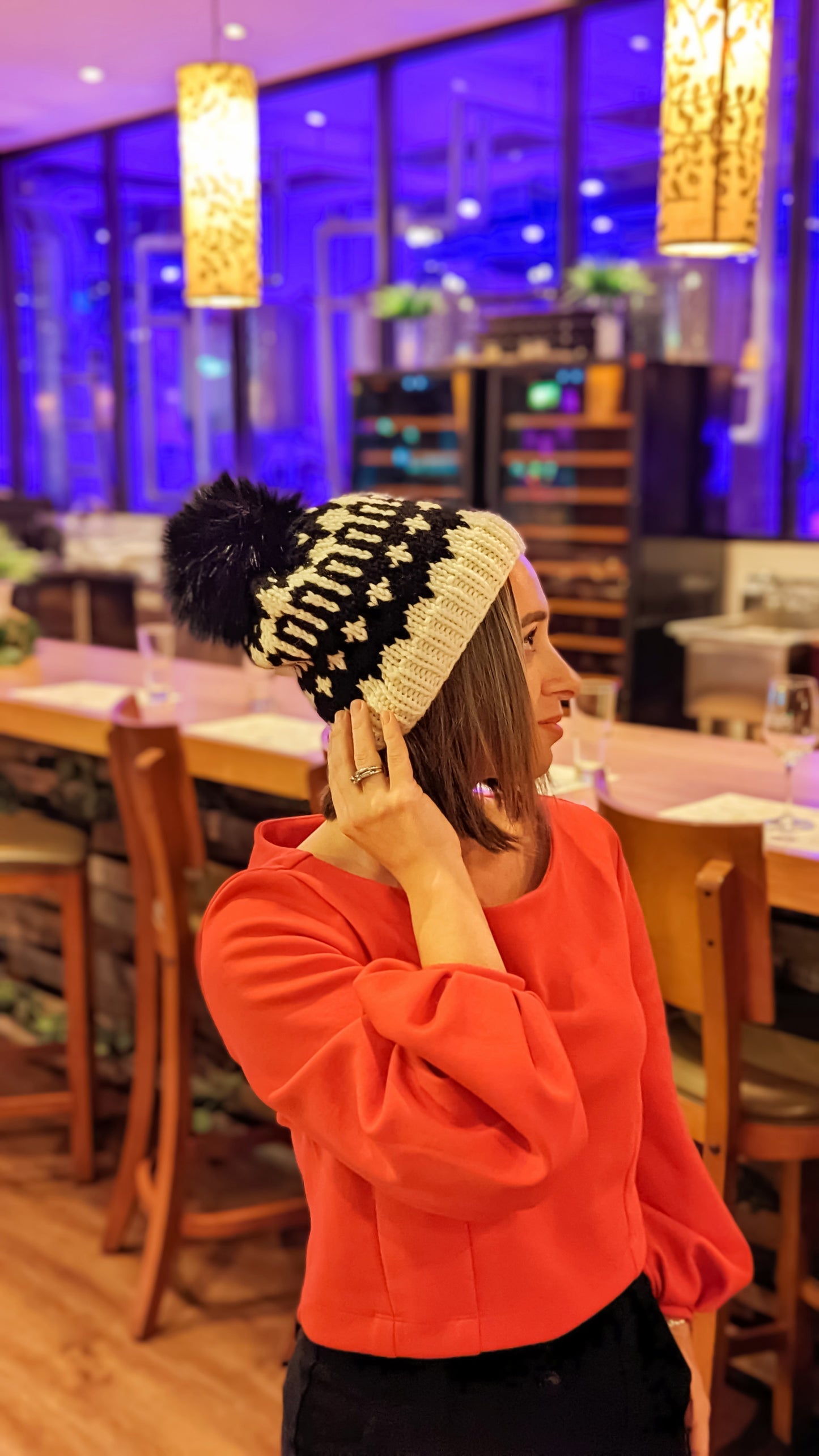 Black and White Wool Hat