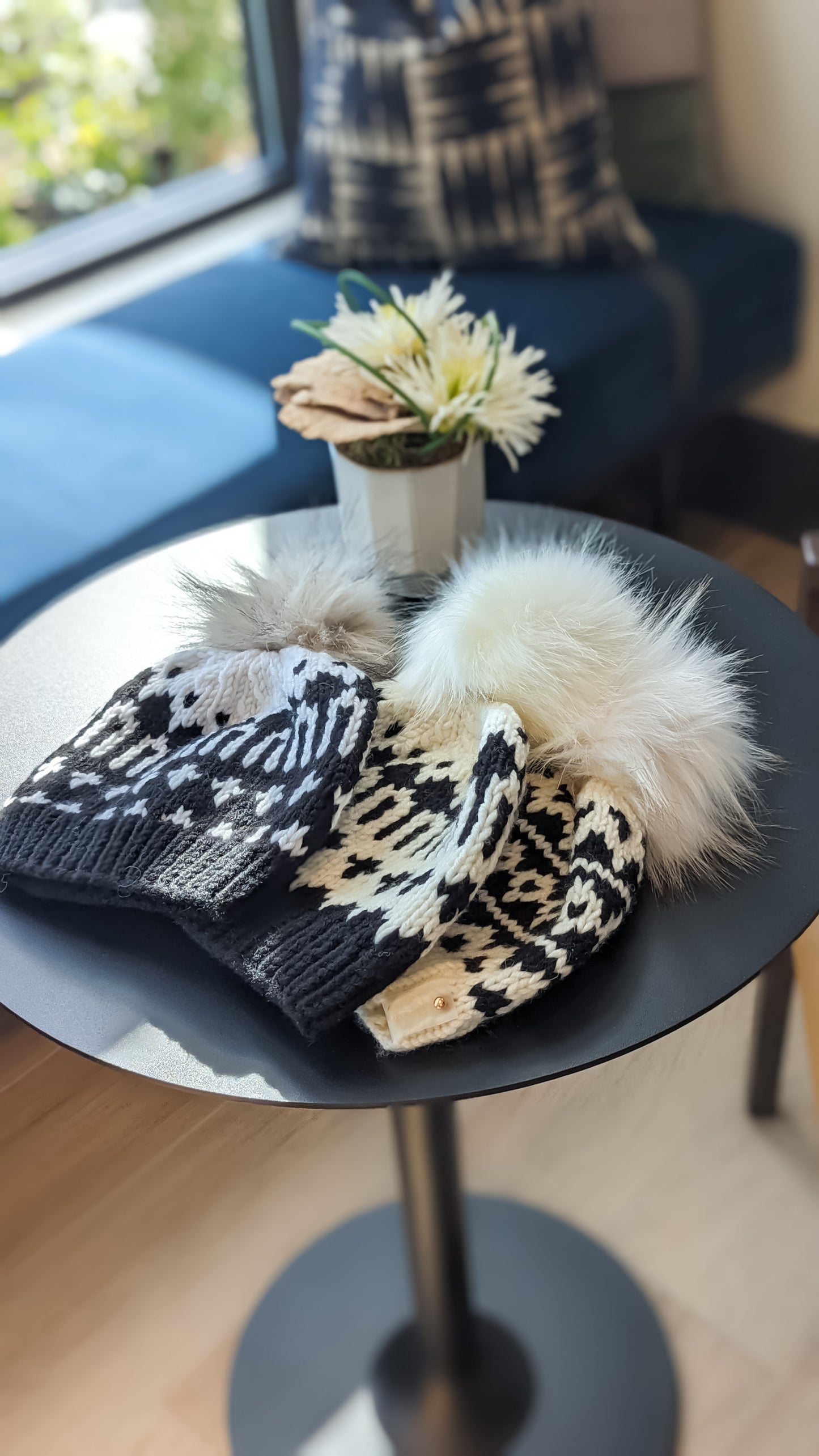 Black and White Wool Hat