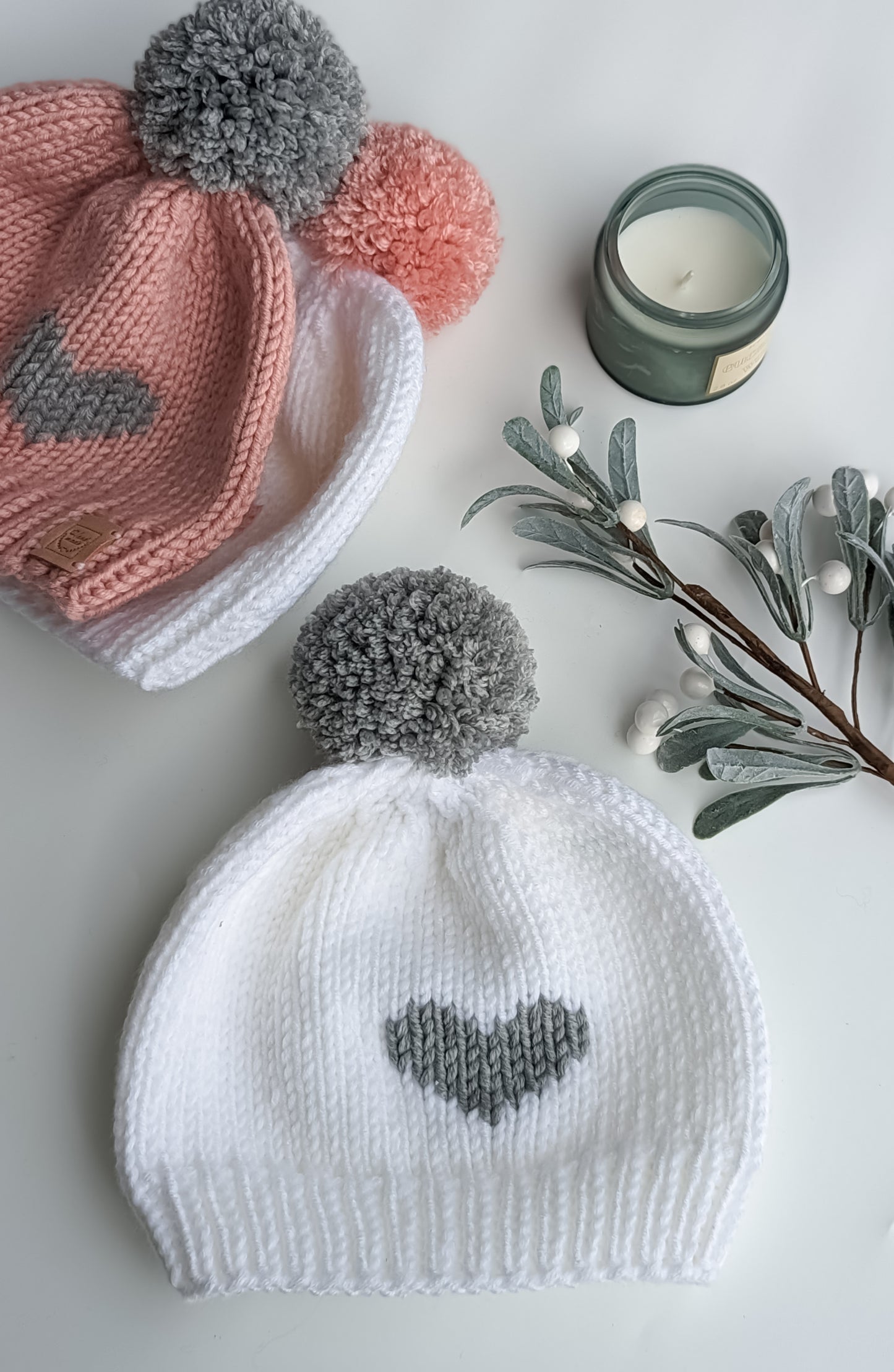 "Lovee" Beanie with gray heart