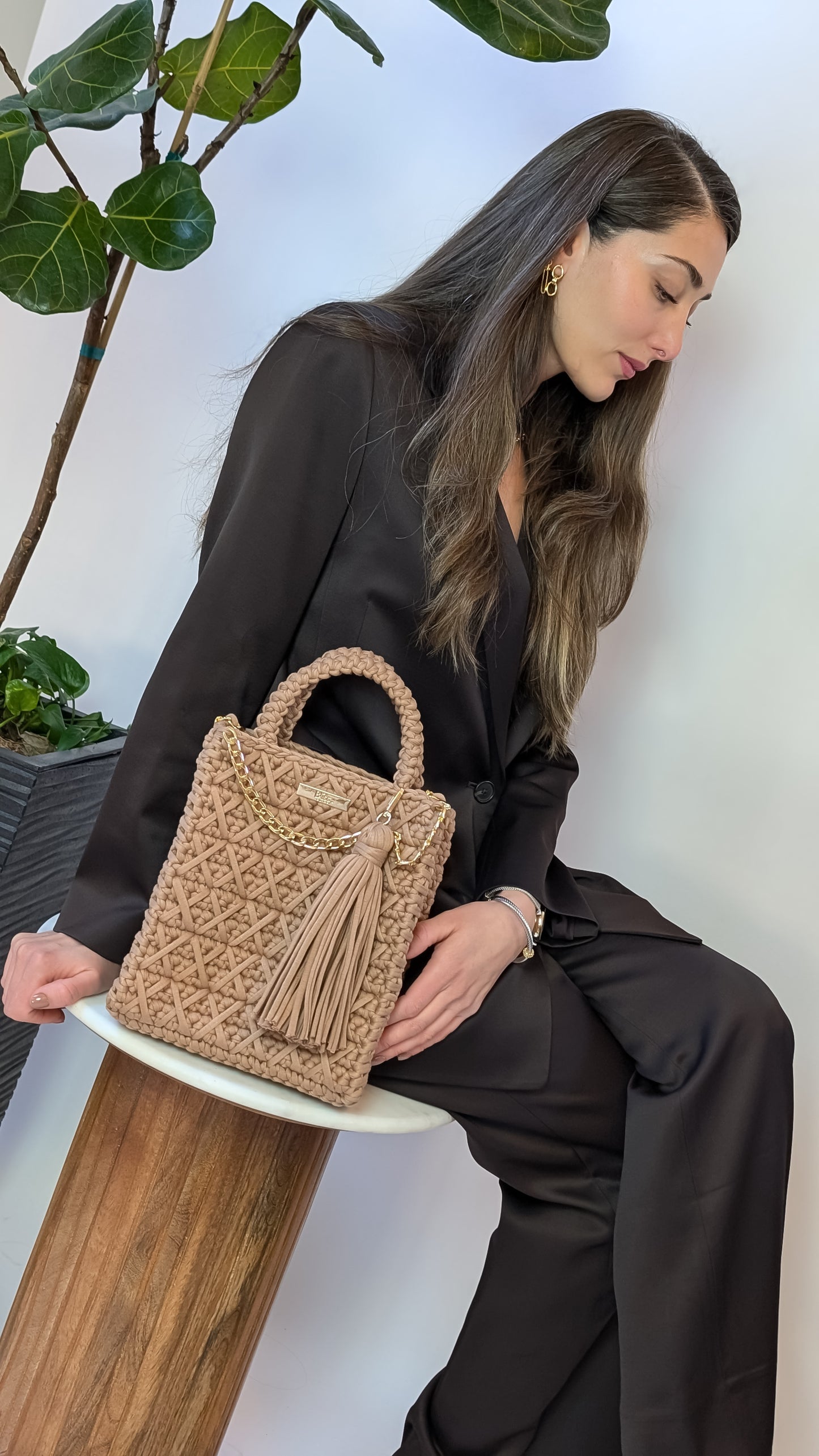 Carol Bag| Crochet Handmade Bag| Color Light Brown