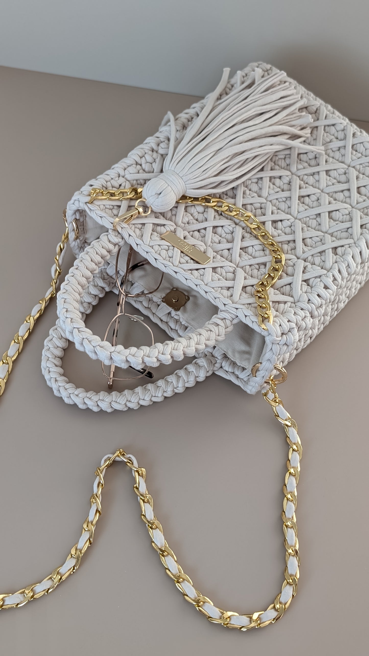 Carol Bag | Crochet Handmade Bag| Color Cool Gray