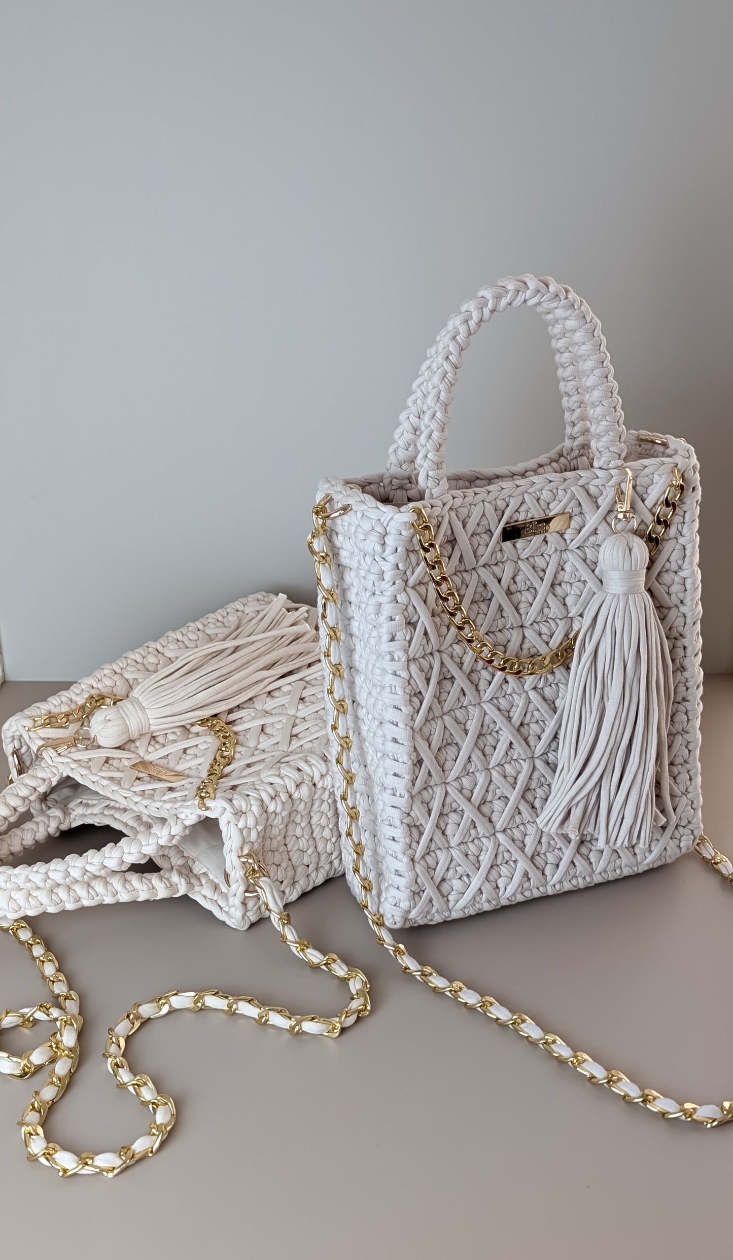 Carol Bag | Crochet Handmade Bag| Color Cool Gray
