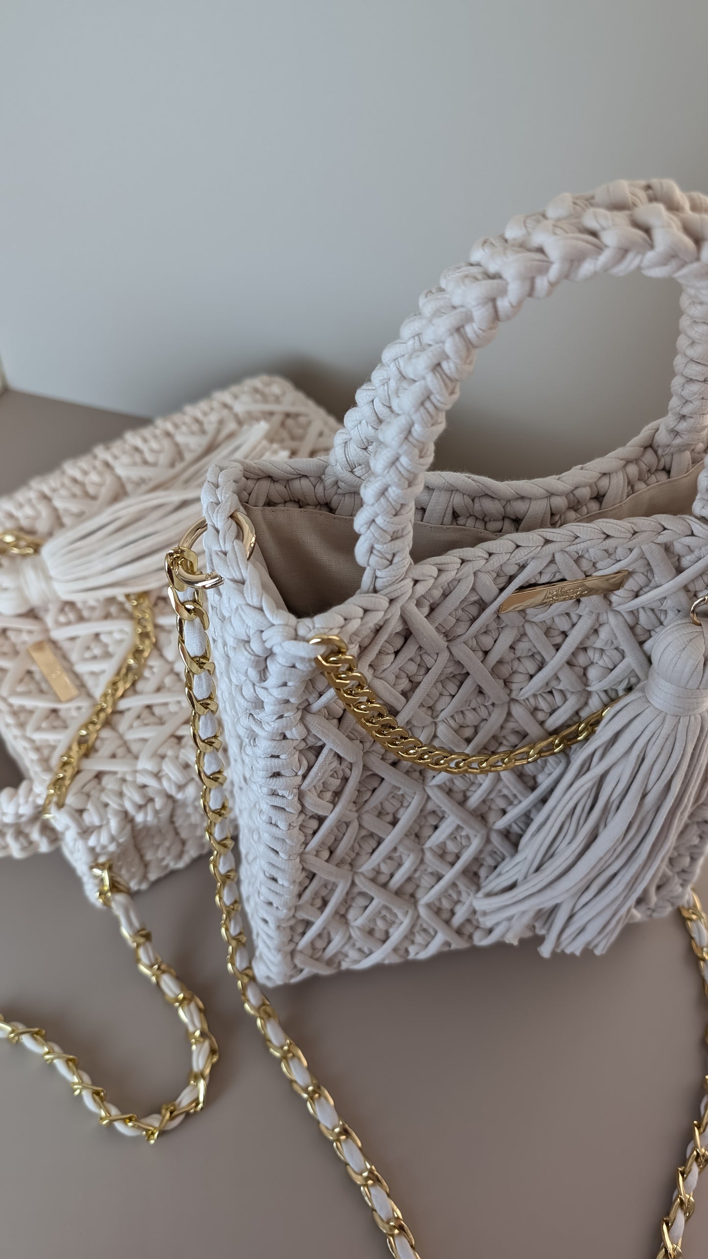 Carol Bag | Crochet Handmade Bag| Color Cool Gray