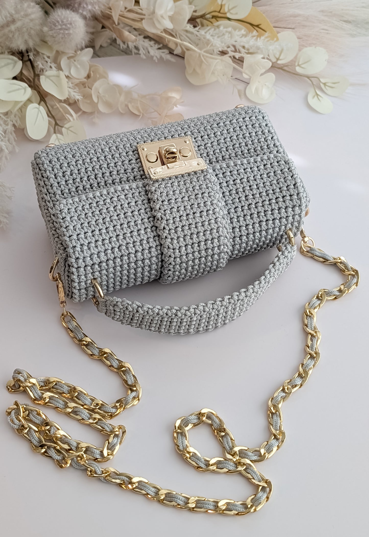 Cara Bag | Handmade Crochet| Crossbody Bag | Color Light Gray