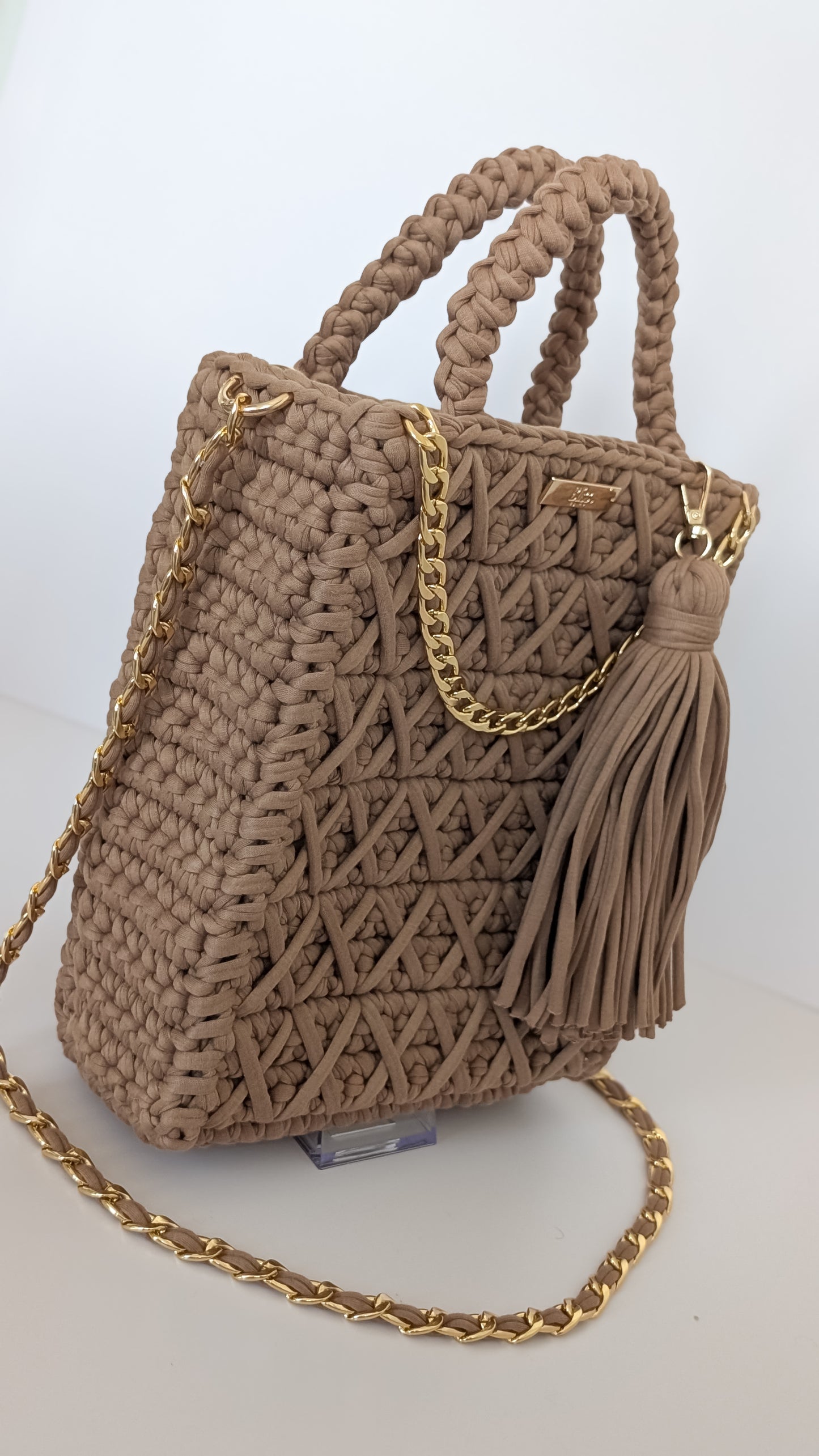 Carol Bag| Crochet Handmade Bag| Color Light Brown