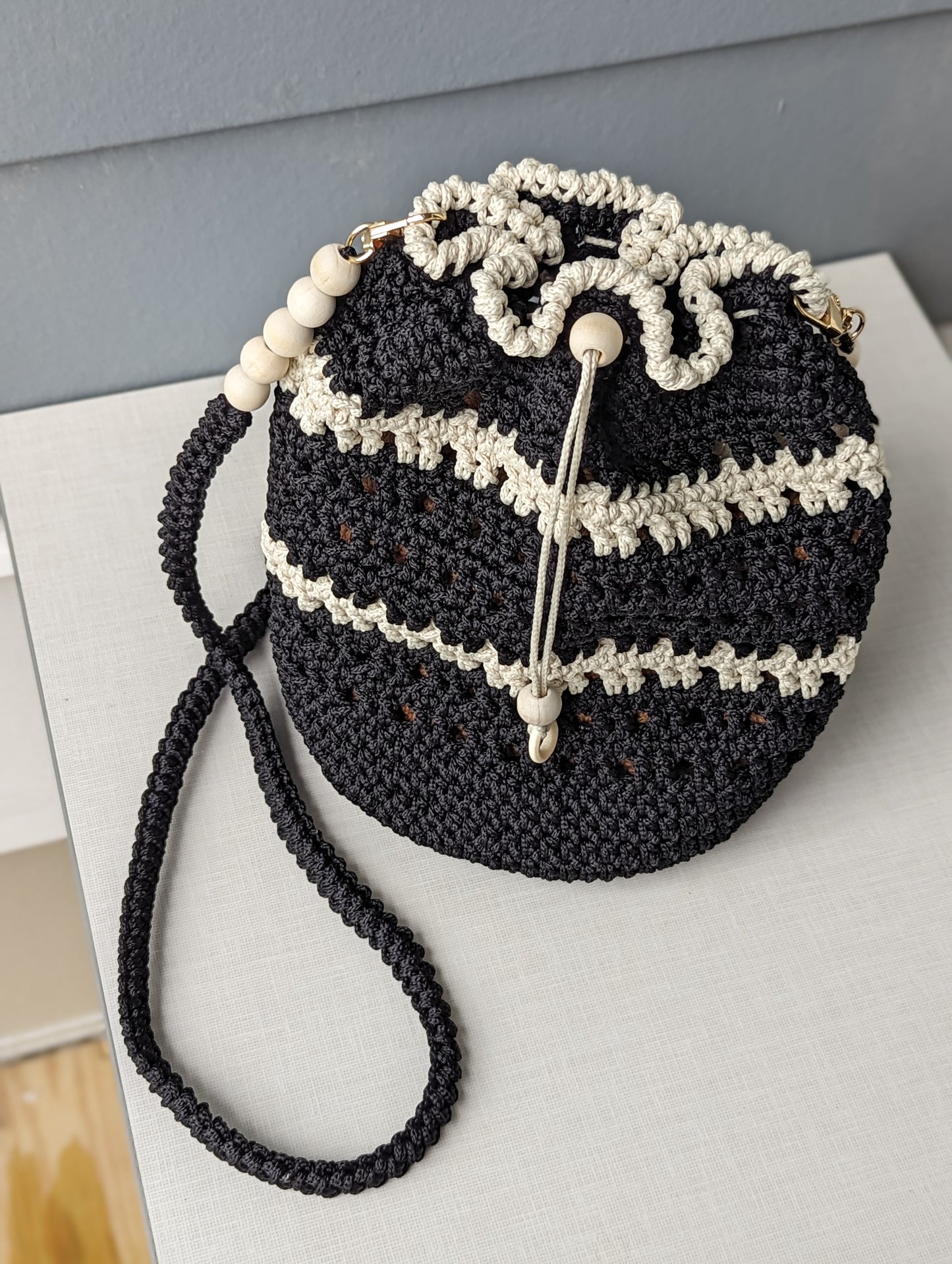 Black and White Bucket Bag