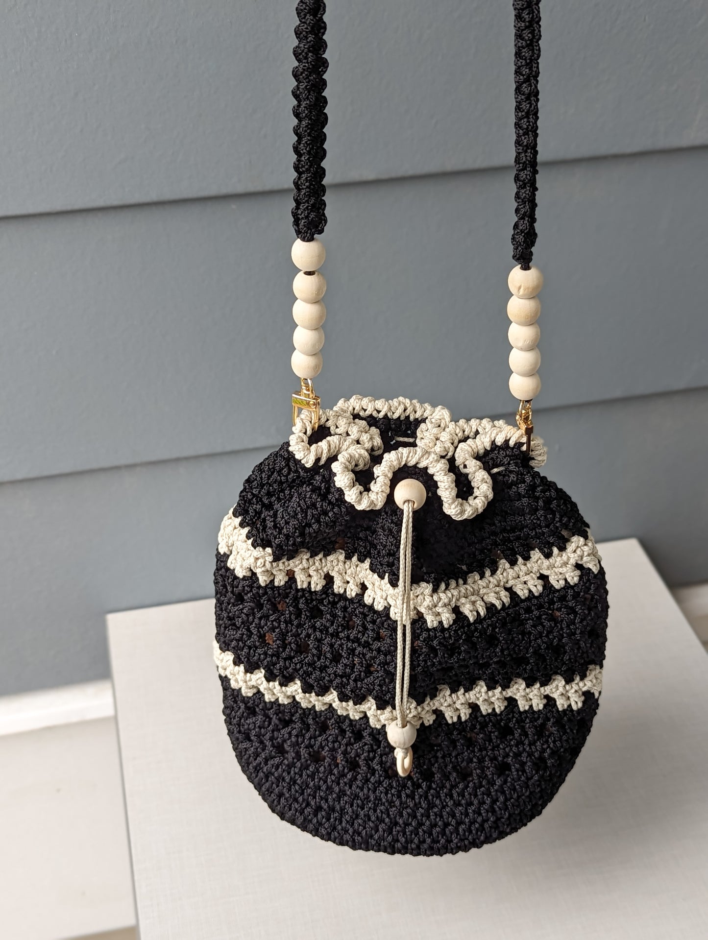 Black and White Bucket Bag