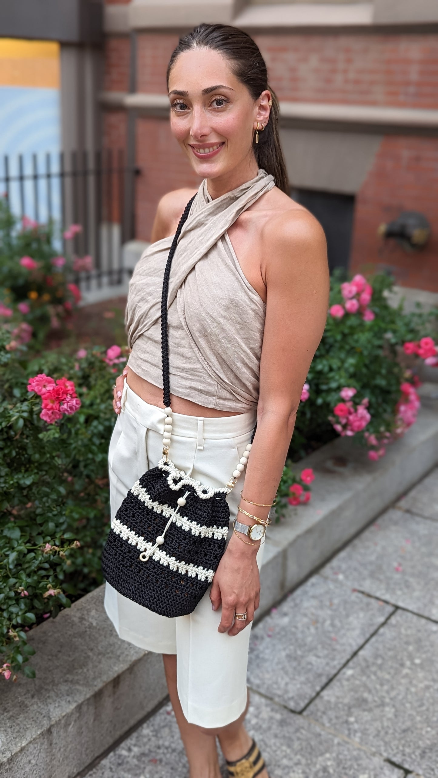 Black and White Bucket Bag