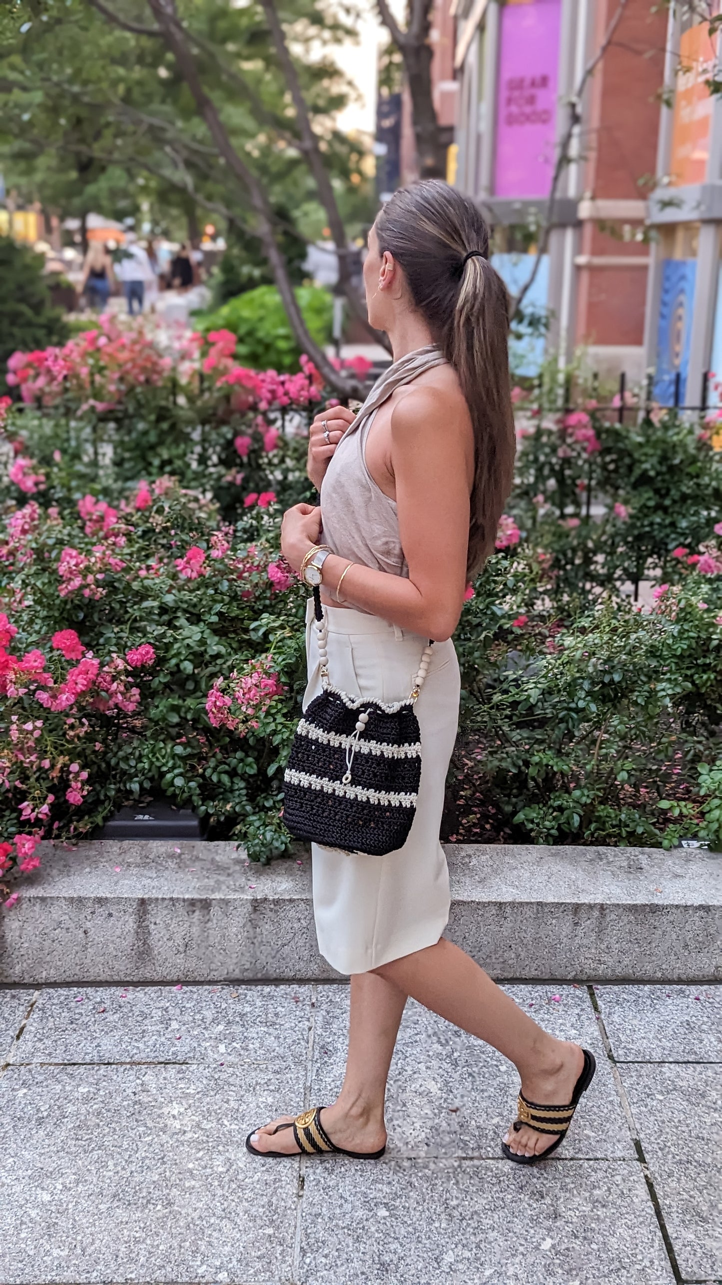 Black and White Bucket Bag