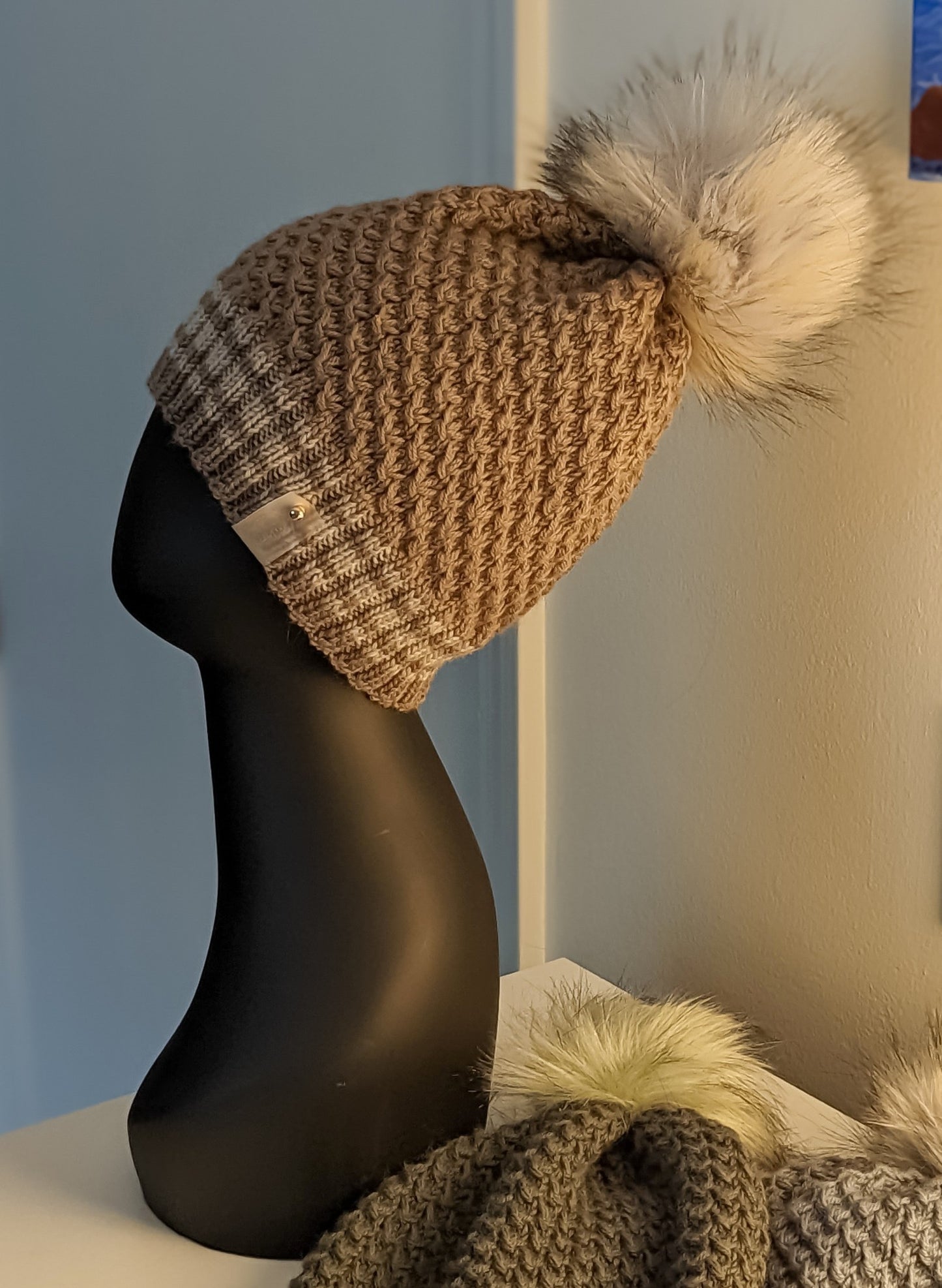 Dark Olive | Merino Wool Knit Hat | Removable Pom Pom