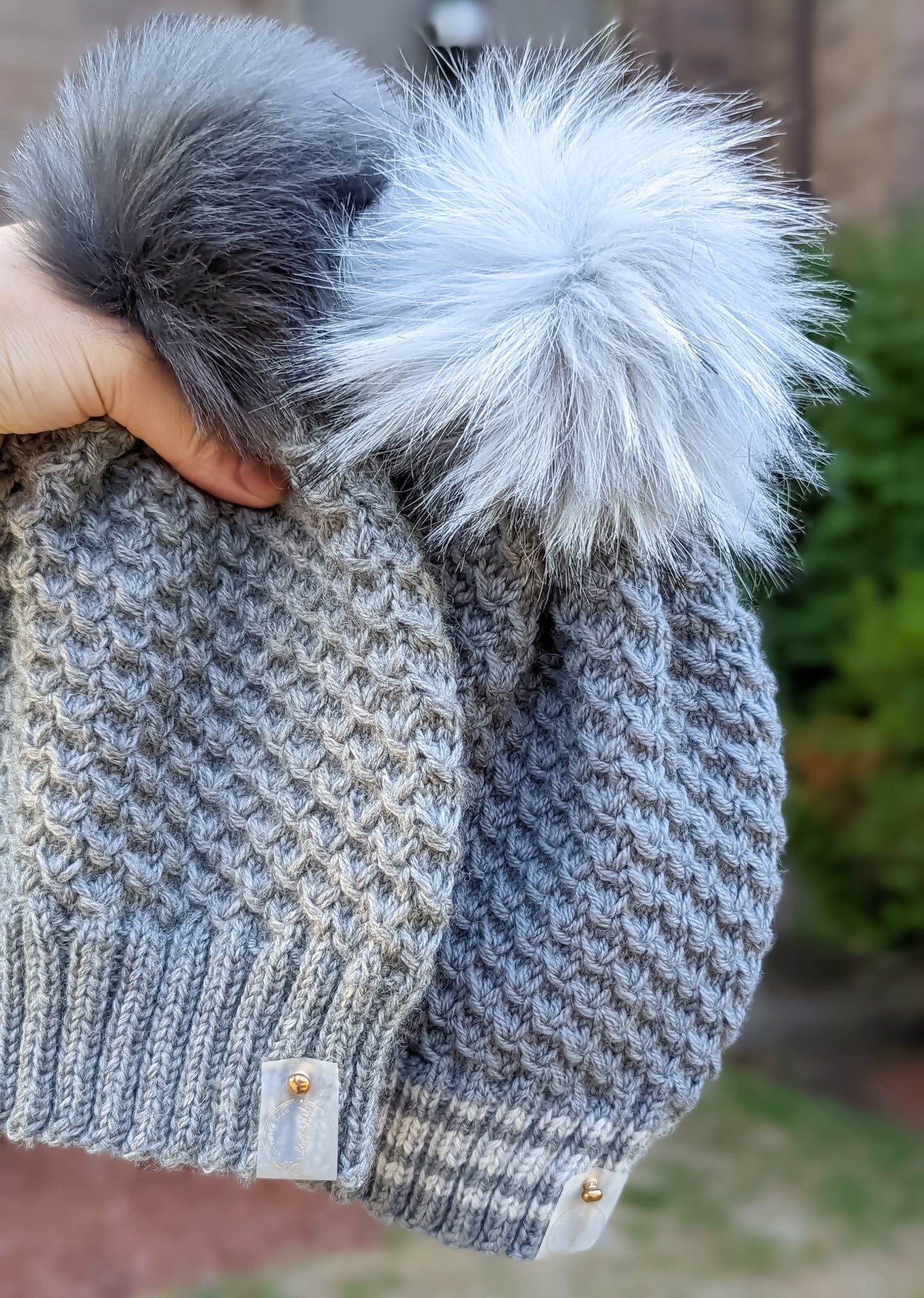 Stone | Merino Wool Knit Hat | Removable Pom Pom