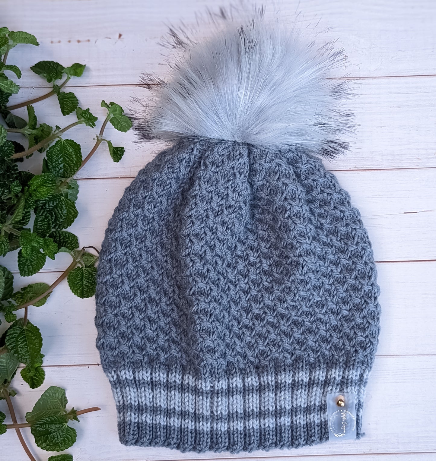 Stone | Merino Wool Knit Hat | Removable Pom Pom