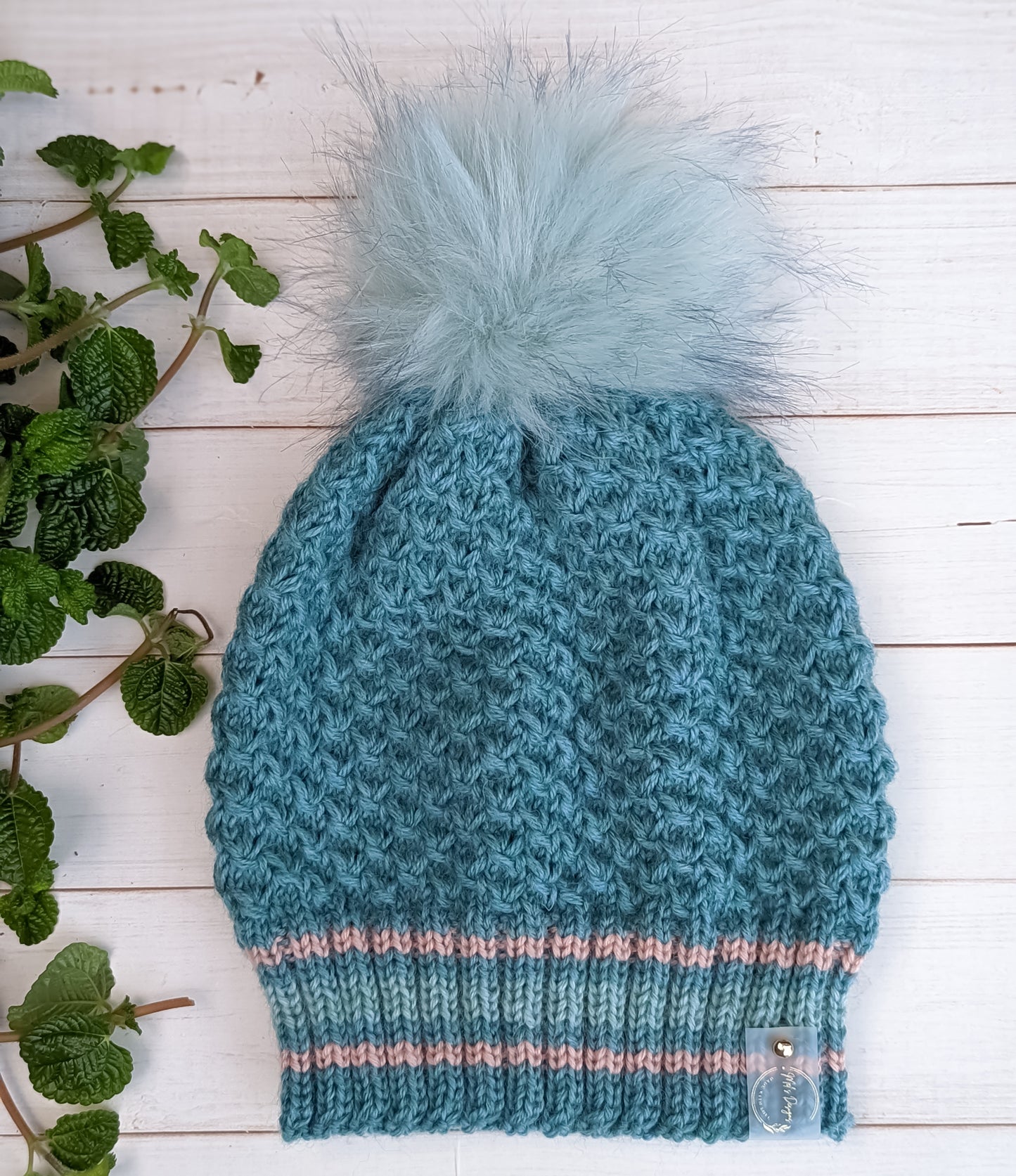 Dark Aquamarine | Merino Wool Knit Hat | Removable Pom Pom