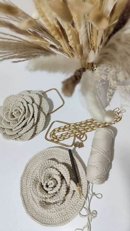 Rosetta Crossbody | Crochet Handmade Bag | Color Cream