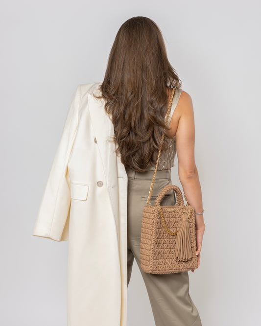 Carol Bag| Crochet Handmade Bag| Color Light Brown