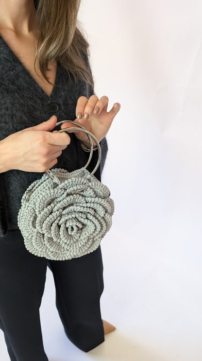 Rosetta| Crochet Handmade Crossbody Bag | Color Silver