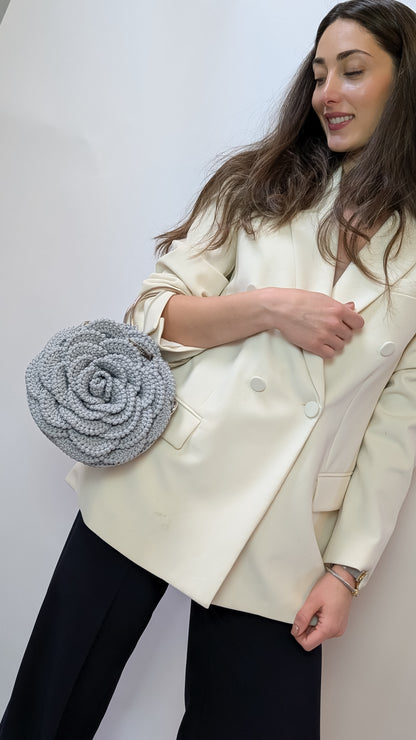 Rosetta| Crochet Handmade Crossbody Bag | Color Silver