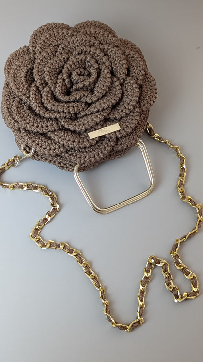 Rosetta Crossbody| Crochet Handmade Bag | Color Brown
