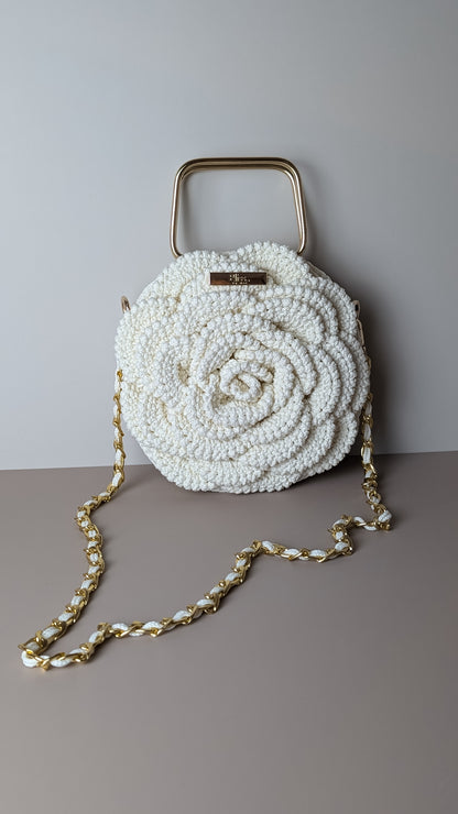 Rosetta Crossbody | Crochet Handmade Bag | Color Cream