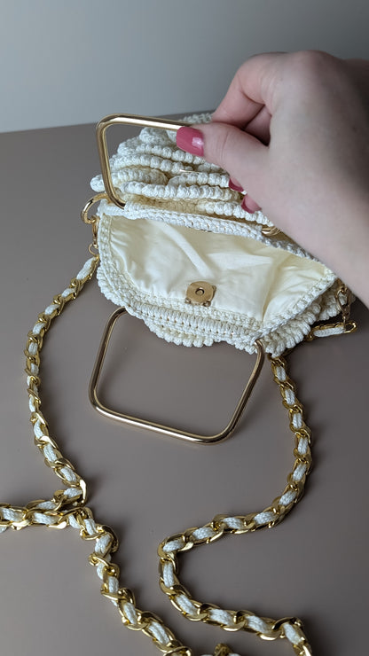Rosetta Crossbody | Crochet Handmade Bag | Color Cream