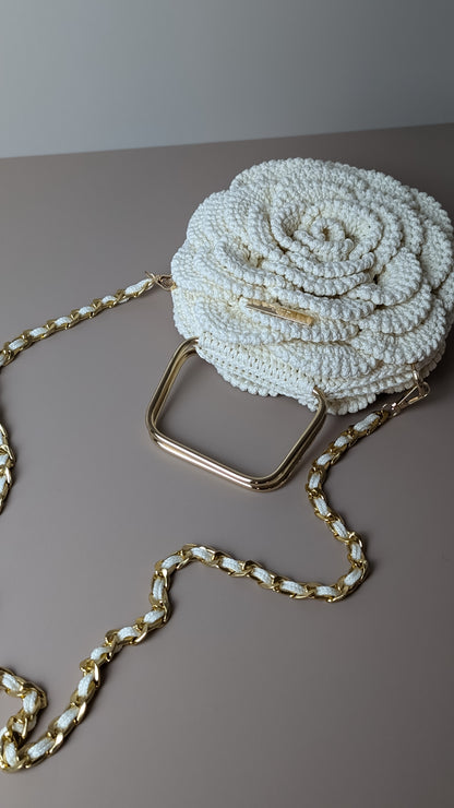Rosetta Crossbody | Crochet Handmade Bag | Color Cream